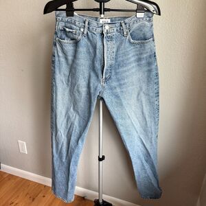 Agolde 90's Pinch Waist Jeans Straight Leg Light Wash Size 31. Made in the USA